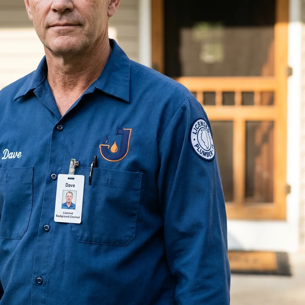 Licensed plumber showing ID badge in Saddle River, NJ