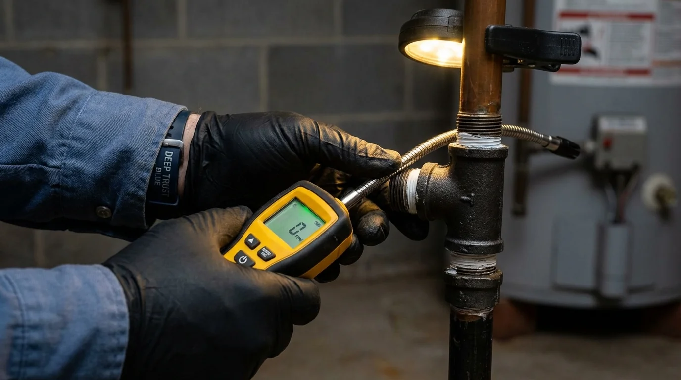 Gas leak detection with electronic sniffer by Johns Plumbing LLC in Saddle River
