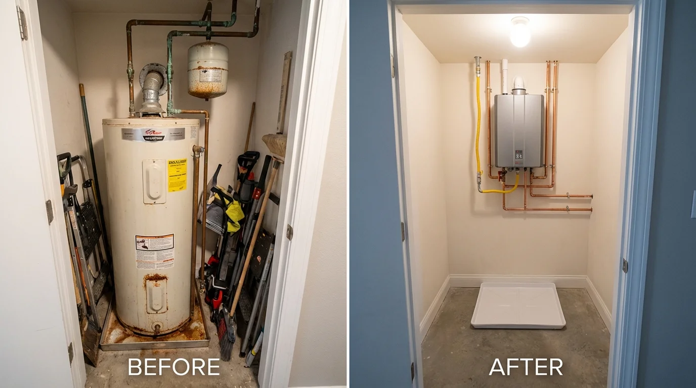 Tank water heater versus wall-mounted tankless unit comparison for Saddle River, NJ homeowners